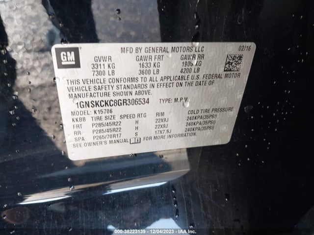 Chevrolet Tahoe Ltz 2016 1GNSKCKC8GR306534 Image 9