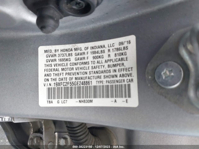 Honda Civic Lx 2016 19XFC2F55GE248861 Image 9