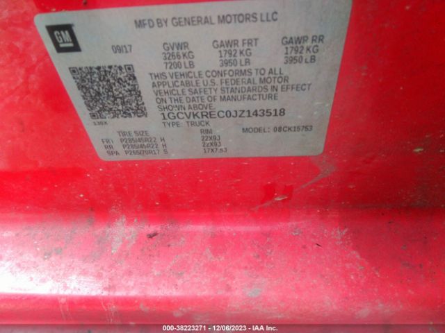 1GCVKREC0JZ143518 Chevrolet Silverado 1500 2lt