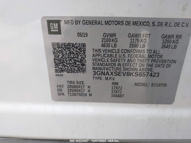 Chevrolet EQUINOX LS 2019 3GNAXSEV8KS657423 Image 9