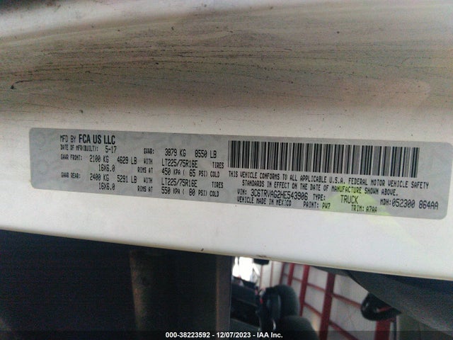 3C6TRVAG2HE543906 RAM Promaster 1500 Low Roof 136 Wb