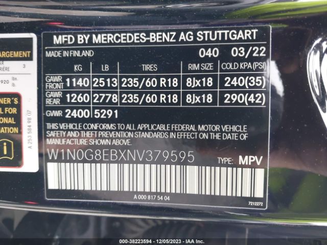 2022 MERCEDES-BENZ GLC 300 W1N0G8EBXNV379595 Photo 8