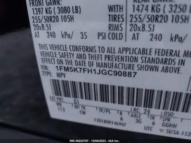 Ford Explorer Limited 2018 1FM5K7FH1JGC90887 Image 9