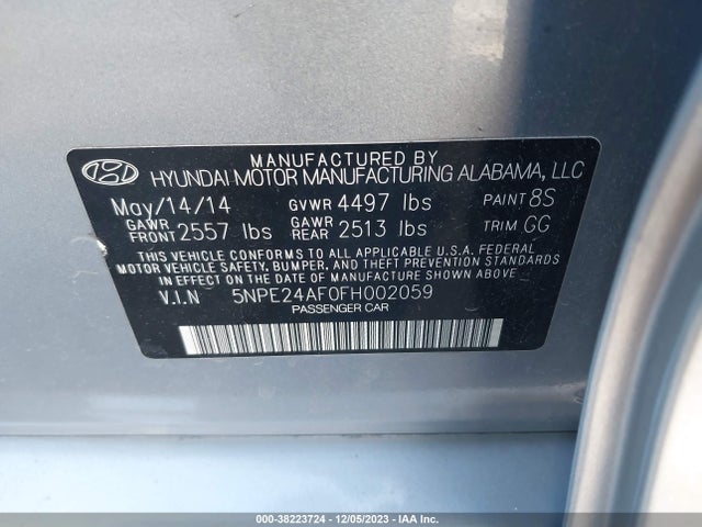 Hyundai SONATA SE 2015 5NPE24AF0FH002059 Image 9
