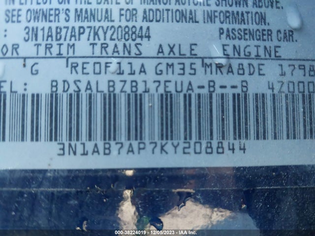 3N1AB7AP7KY208844 Nissan SENTRA S