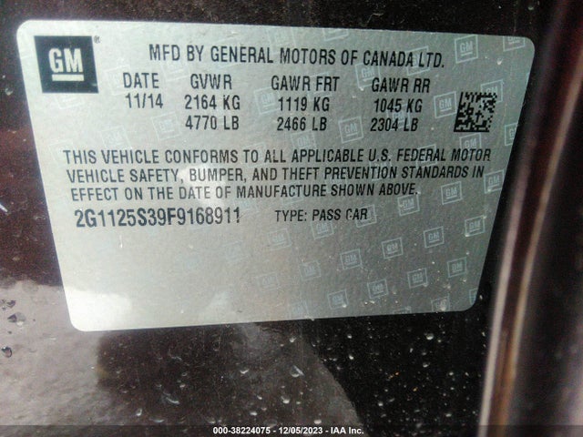 Chevrolet Impala 2lt 2015 2G1125S39F9168911 Image 9