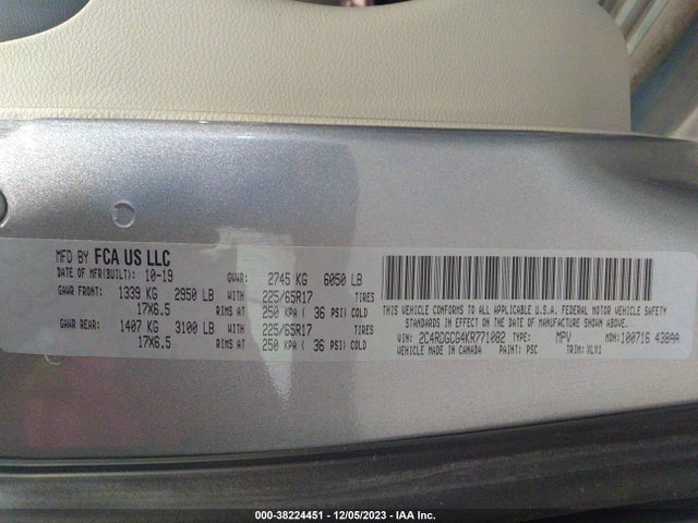 Dodge Grand Caravan Sxt 2019 2C4RDGCG4KR771082 Image 9