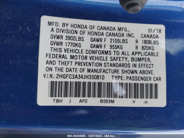 Honda Civic Ex-t 2018 2HGFC3A34JH350810 Image 9