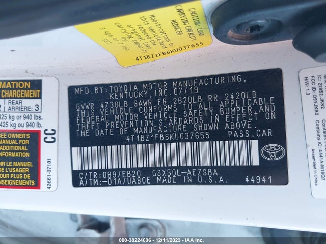 Toyota Avalon Touring 2019 4T1BZ1FB6KU037655 Image 9