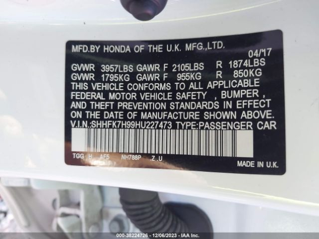 SHHFK7H99HU227473 Honda Civic Sport Touring