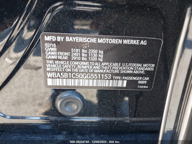 BMW 535i 2016 WBA5B1C50GG551153 Image 9