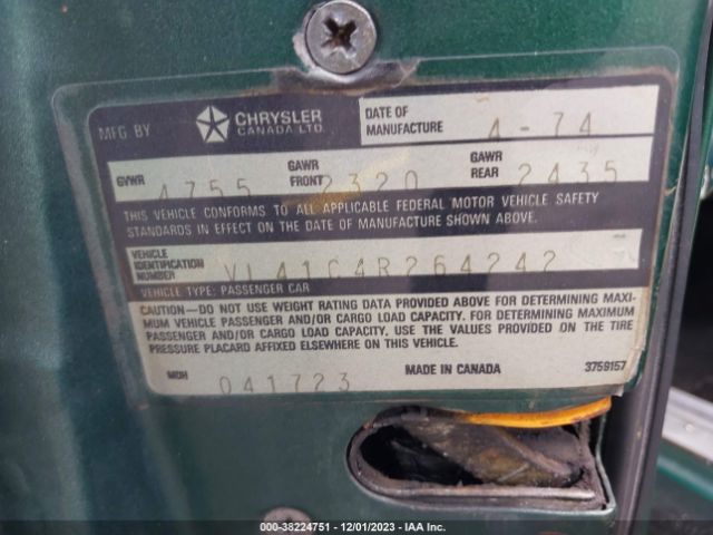 1974 PLYMOUTH VALIANT VL41C4R264242     Photo 8