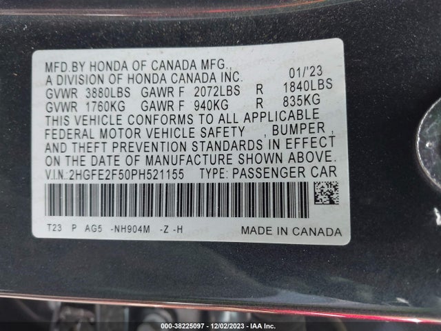 Honda Civic Sport 2023 2HGFE2F50PH521155 Image 9