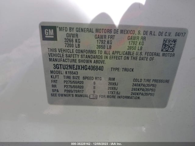 3GTU2NEJXHG406840 GMC Sierra 1500 Slt