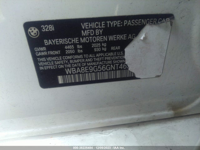 BMW 328I 2016 WBA8E9G56GNT46591 Image 9