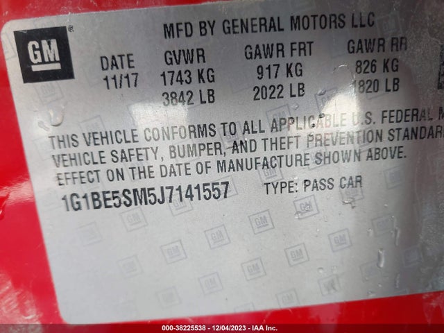 Chevrolet Cruze Lt Auto 2018 1G1BE5SM5J7141557 Image 9
