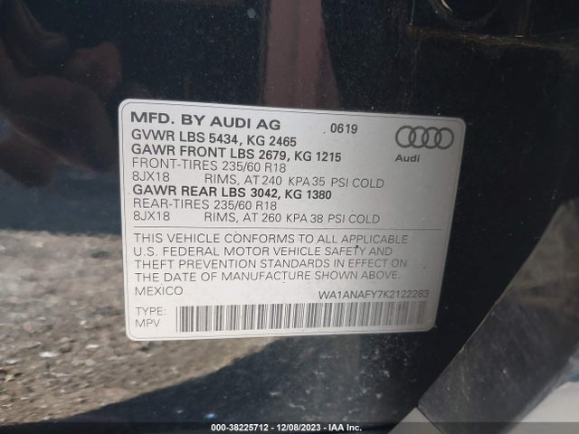 WA1ANAFY7K2122283 Audi Q5 45 Premium