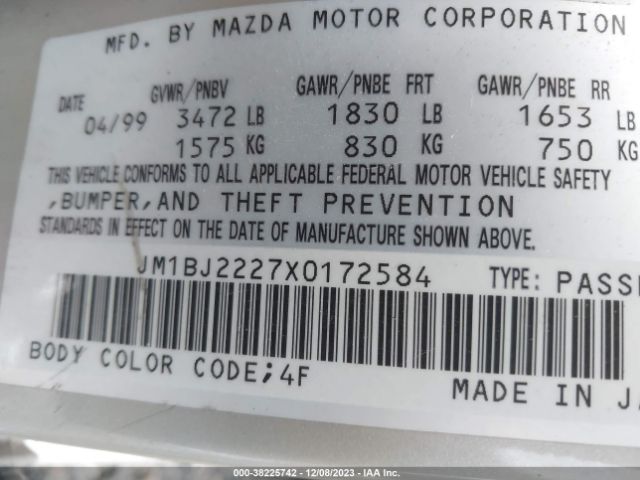 1999 MAZDA PROTEGE JM1BJ2227X0172584 Photo 8