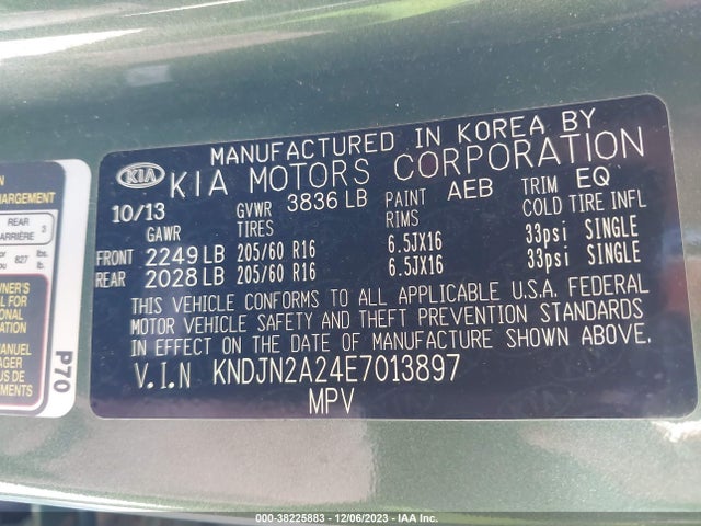 38225883 :رقم المزاد ، KNDJN2A24E7013897 vin ، 2014 Kia Soul مزاد بيع