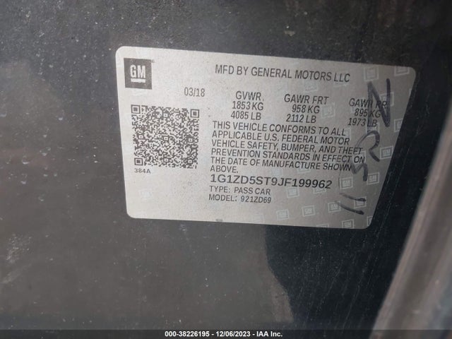 Chevrolet MALIBU LT 2018 1G1ZD5ST9JF199962 Image 9