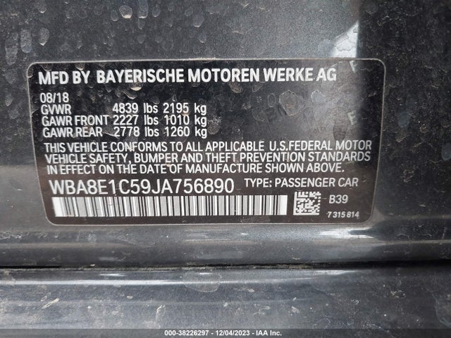 BMW 330e Iperformance 2018 WBA8E1C59JA756890 Image 9