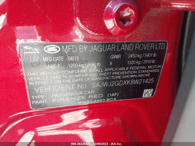 2019 JAGUAR XJ SAJWJ2GDXK8W21425 Photo 8