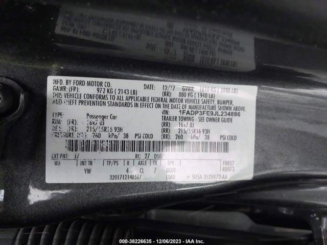Ford FOCUS SE 2018 1FADP3FE9JL234886 Image 9