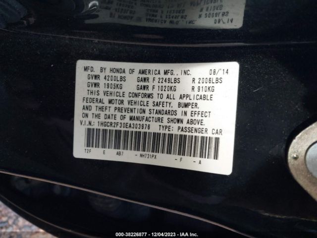 1HGCR2F30EA303976 Honda ACCORD LX