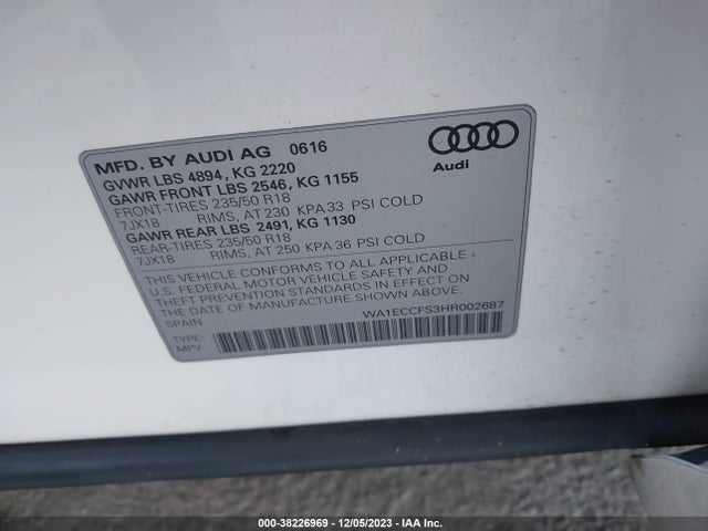 WA1ECCFS3HR002687 Audi Q3 2.0t Premium
