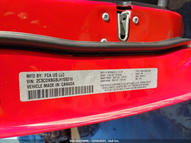 2C3CDXBG8LH158210 Dodge Charger Sxt Rwd