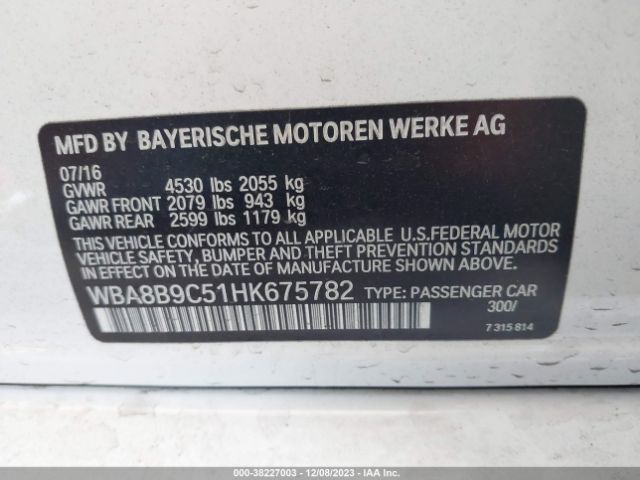 WBA8B9C51HK675782 BMW 330I