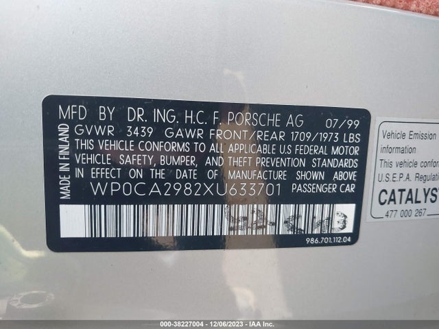 1999 PORSCHE BOXSTER WP0CA2982XU633701 Photo 8