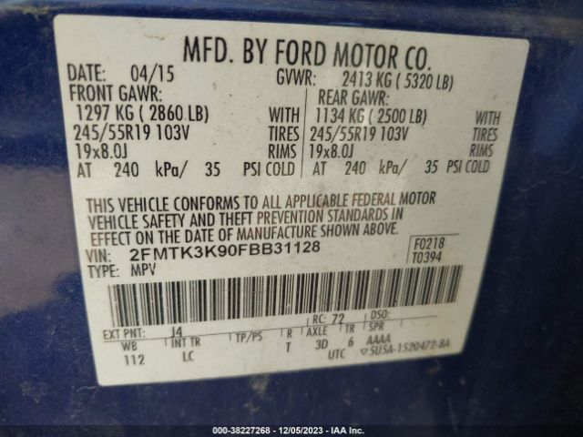 2FMTK3K90FBB31128 Ford Edge Titanium