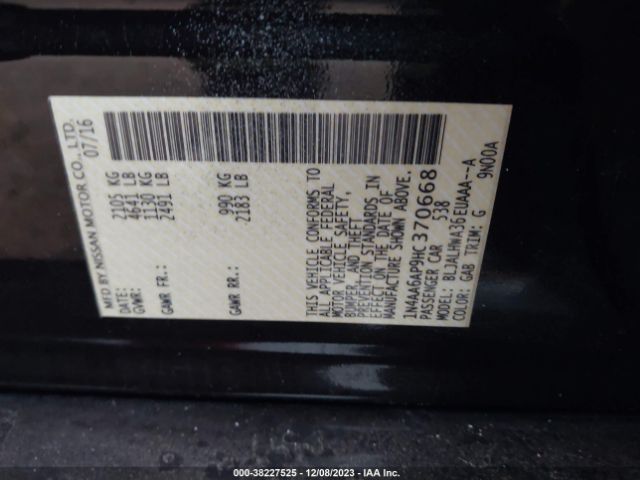 1N4AA6AP9HC370668 Nissan Maxima 3.5 Platinum