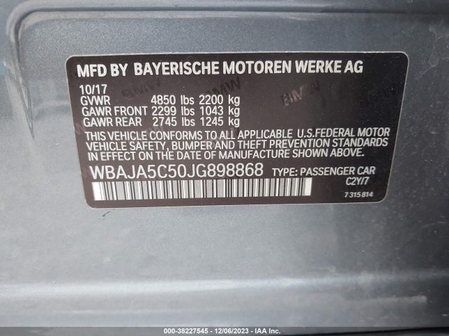 BMW 530I 2018 WBAJA5C50JG898868 Image 9