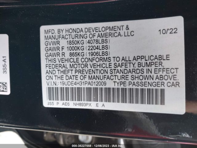 19UDE4H31PA012009 Acura Integra A-spec