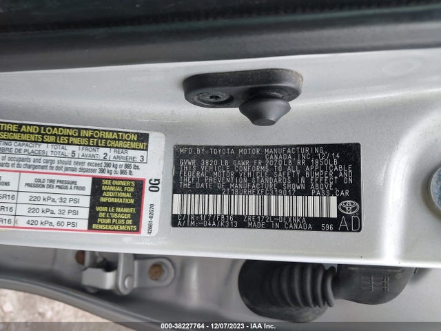 2015 TOYOTA COROLLA LE VIN: 2T1BURHEXFC319017