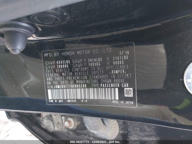 JHMCR6F77HC005280 Honda Accord Hybrid Touring