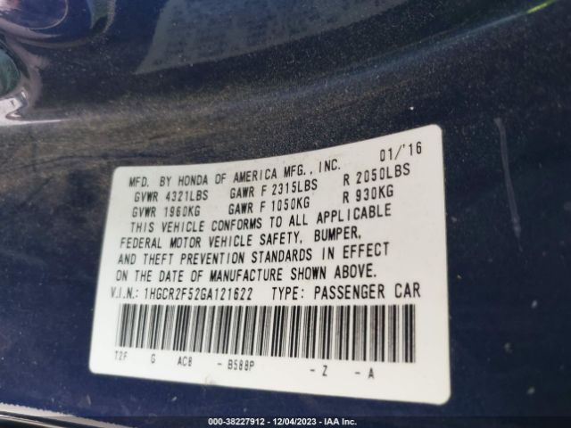 1HGCR2F52GA121622 Honda Accord Sport