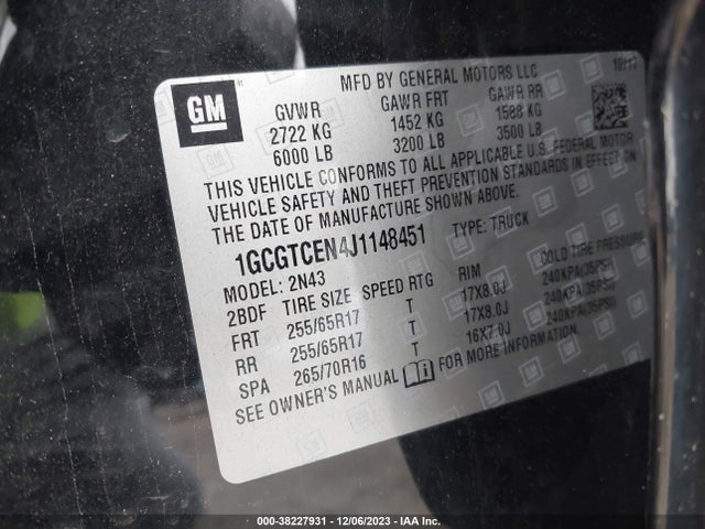 Chevrolet Colorado Lt 2018 1GCGTCEN4J1148451 Image 9