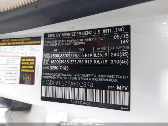 4JGDF6EE7FA602898 Mercedes-Benz Gl 450