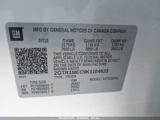 GMC Sierra 1500 Limited Sle 2019 2GTR1MEC9K1104623 Image 9