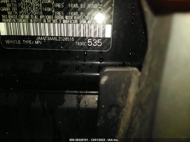 38228101 :رقم المزاد ، JA4AT3AA8LZ028515 vin ، 2020 Mitsubishi Eclipse Cross Es 1.5t Awc مزاد بيع