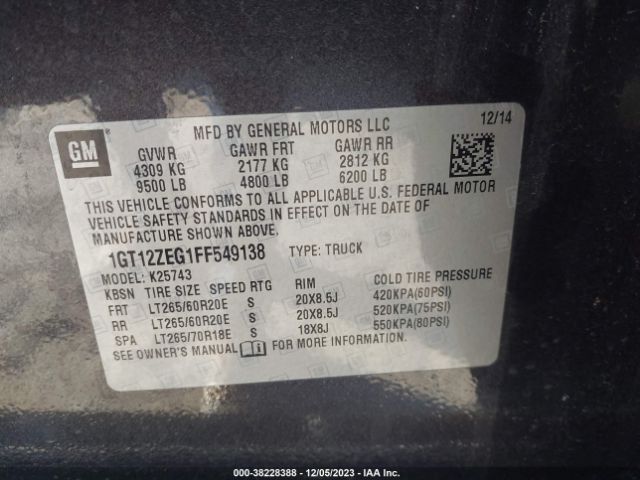 1GT12ZEG1FF549138 GMC Sierra 2500hd Slt