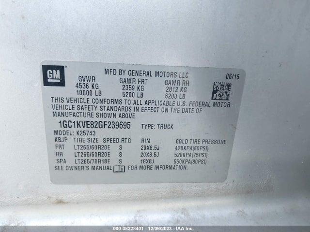 Chevrolet Silverado 2500hd Lt 2016 1GC1KVE82GF239695 Image 9