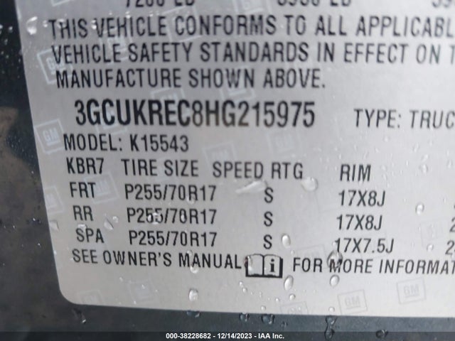 Chevrolet Silverado 1500 1lt 2017 3GCUKREC8HG215975 Image 9