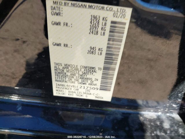 1N4BL4EV8LC217509 Nissan Altima Sl Fwd