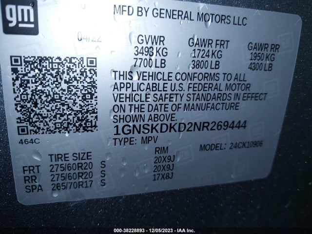 Chevrolet Suburban Z71 2022 1GNSKDKD2NR269444 Image 9