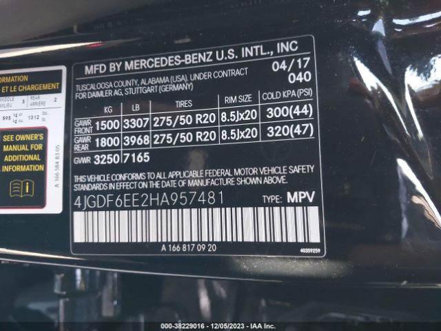4JGDF6EE2HA957481 Mercedes-Benz Gls 450