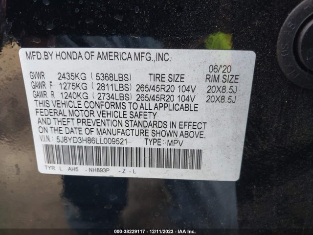 Acura Mdx Advance Package 2020 5J8YD3H86LL009521 Image 9